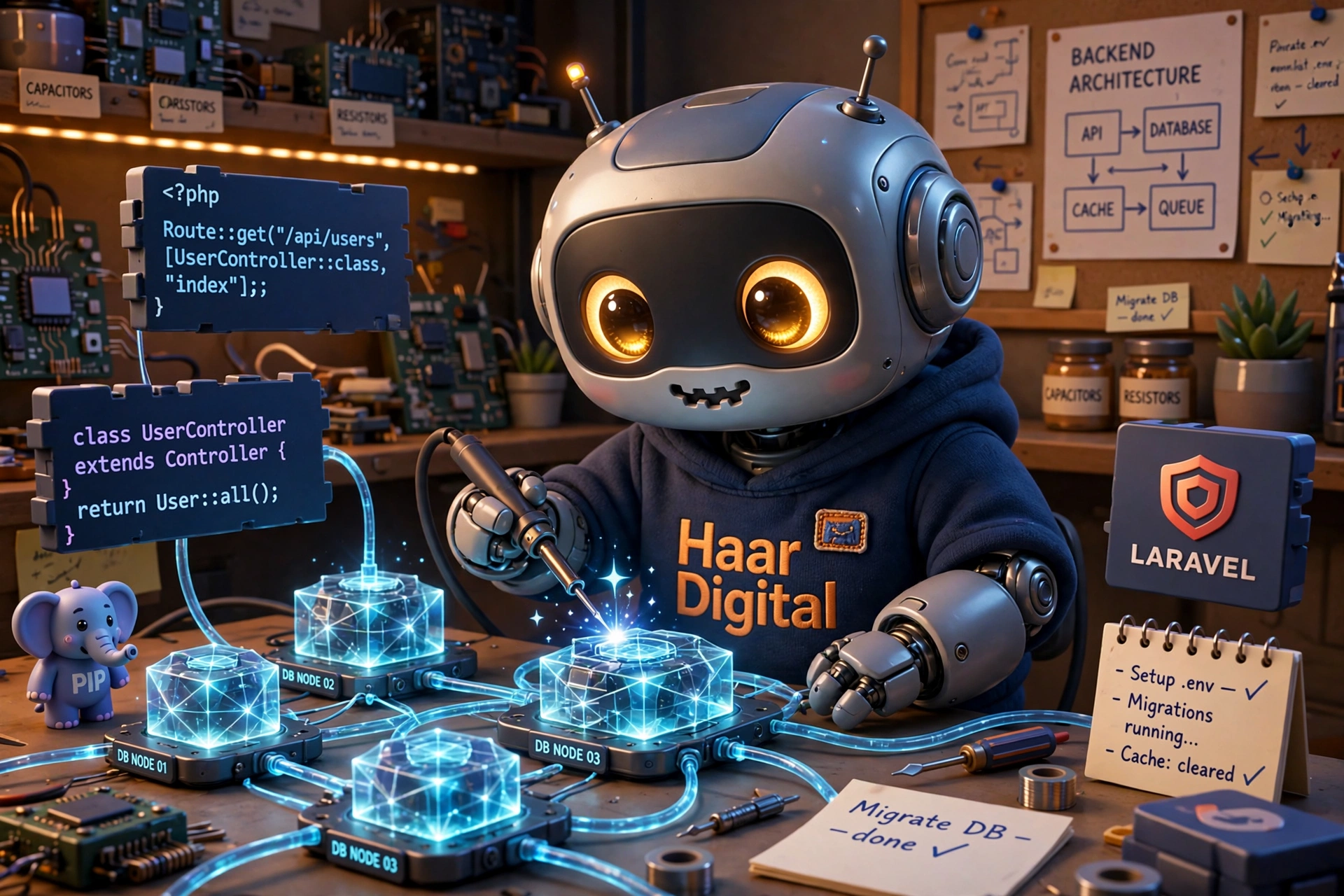 Haar Digital robot engineer building Laravel backend in Bangladesh